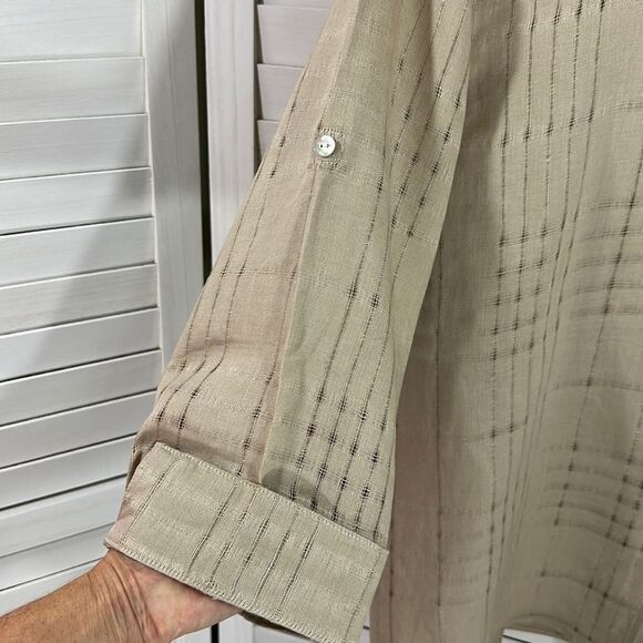 Charter Club Linen Blouse 14 Top Beige Neutral NWOT - Picture 9 of 13